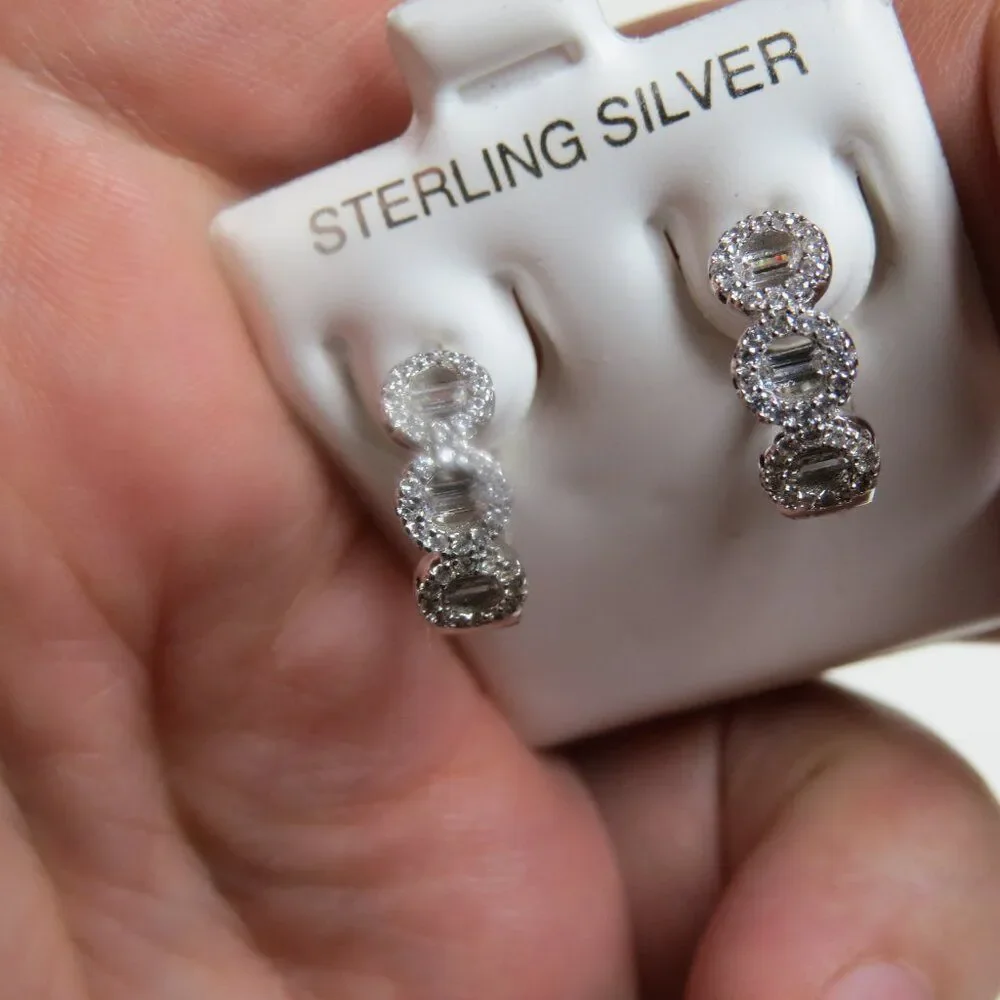 Sterling Silver Earring Hand Crafted Huggies Hoops